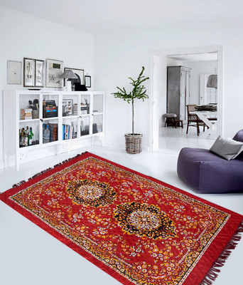 

FURNISHINGLAND Red Polyester Carpet(150 cm X 210 cm)