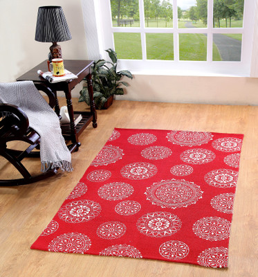 

MY HOUSE Red Cotton Area Rug(120 cm X 180 cm)