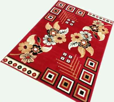 

ZIRCONE Red Cotton Polyester Blend Carpet(150 cm X 210 cm)