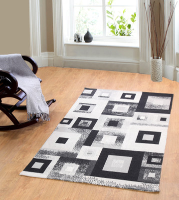 

MY HOUSE Black Cotton Area Rug(120 cm X 180 cm)
