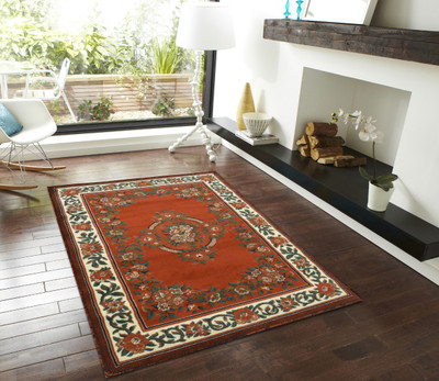 

PRESTO BAZAAR Orange Wool Area Rug(150 cm X 210 cm)