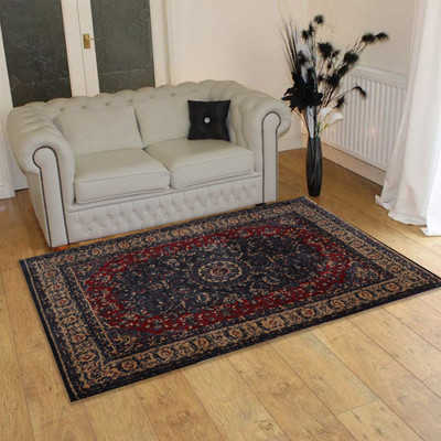 

PRESTO BAZAAR Grey, Red, Gold Polyester Area Rug(90 cm X 150 cm), Gold;grey;red