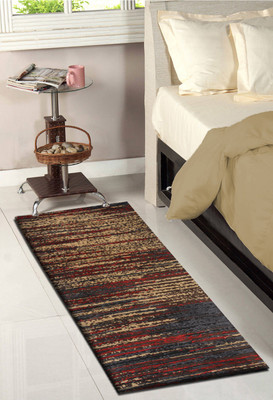 PRESTO BAZAAR Red, Gold, Grey Polyester Runner(2 ft,  X 5 ft, Rectangle)