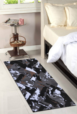 PRESTO BAZAAR White, Black, Grey Polyester Runner(2 ft,  X 5 ft, Rectangle)