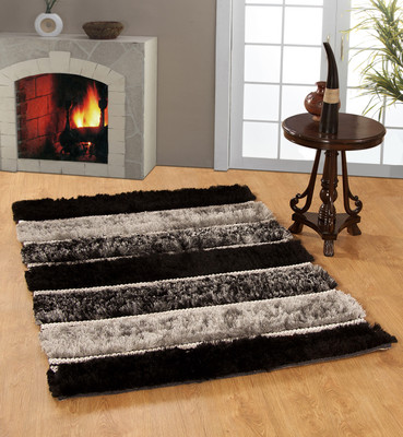 

MY HOUSE Black Polyester Carpet(120 cm X 180 cm)