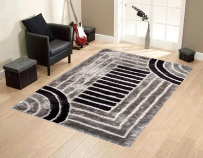 PRESTO Black Polyester Carpet(3 ft,  X 5 ft, Rectangle)