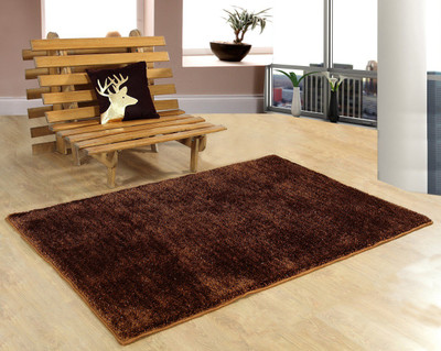 Hand Tex Brown Polyester Carpet(120 cm X 180 cm)