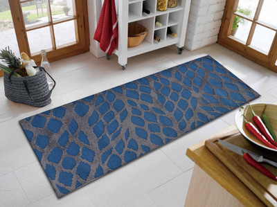 PRESTO BAZAAR Blue, Grey Polyester Runner(2 ft,  X 5 ft, Rectangle)