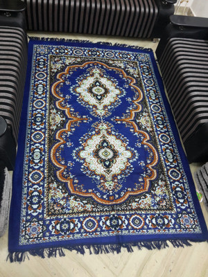 Cottoncube Blue Jute Carpet(5 ft,  X 7 ft, Rectangle)