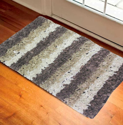 15% OFF on Dekor World Beige, Brown, White Cotton Area Rug(50 cm X 95 cm)
