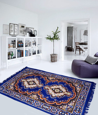 

IndianOnlineMall Blue Polyester Carpet(152 cm X 213 cm)