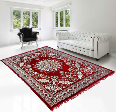 Superb Furnishings Maroon Chenille Carpet(183 cm X 274 cm)