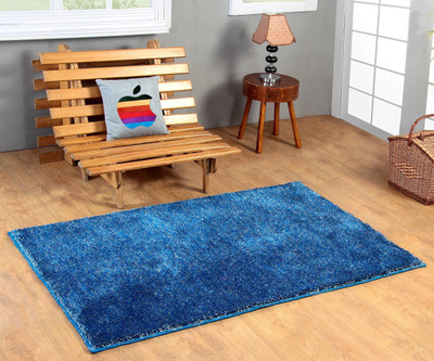 Hand Tex Blue Polyester Carpet(90 cm X 150 cm)