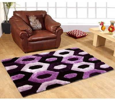 Excel Bazaar Purple Polyester Carpet(120 cm X 180 cm)