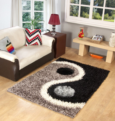 

MY HOUSE Black Polyester Carpet(120 cm X 180 cm)