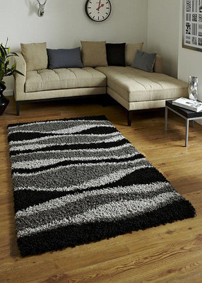 PRESTO Black Polyester Carpet(4 ft,  X 6 ft, Rectangle)