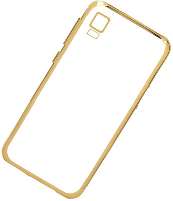 CASE CREATION Back Cover for LYF FLAME 3 Non Slip Shock Absorption Transparent Case - Crystal Clear Transparent with Multi Layer Bumper Cushion Case - Perfect Non Slip Grip and Golden Border Corner protection with TPU(Transparent, Silicon, Pack of: 1)