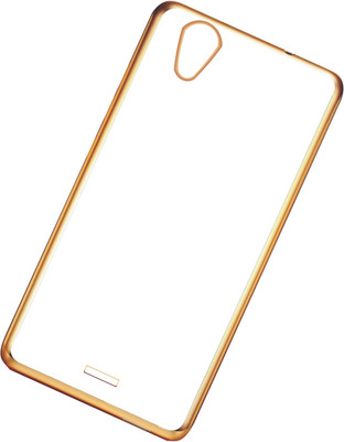 CASE CREATION Back Cover for Gionee Pioneer P5 Mini Non Slip Shock Absorption Transparent Case - Crystal Clear Transparent with Multi Layer Bumper Cushion Case - Perfect Non Slip Grip and Golden Border Corner protection with TPU(Transparent, Silicon, Pack of: 1)