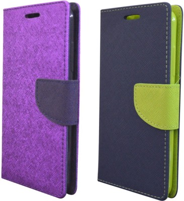 COVERNEW Flip Cover for Microsoft Lumia 550 COVERNEW Flip cover for Microsoft Nokia Lumia 550 -Purple::Blue(Purple, Blue, Pack of: 2)