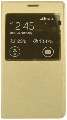 COVERNEW Flip Cover for Samsung Galaxy Grand 3 COVERNEW Flip Cover for Samsung Galaxy Grand 3 SM-G7200 - Golden(Gold, Pack of: 1)