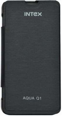 Coverage Flip Cover for Intex Aqua Q1(Black, Artificial Leather, Plastic) Flipkart