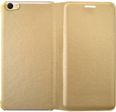 COVERNEW Flip Cover for VIVO Y55L(Golden, Artificial Leather, Plastic) Flipkart
