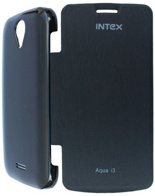 Totu Designs Flip Cover for Intex Aqua i3(Black)
