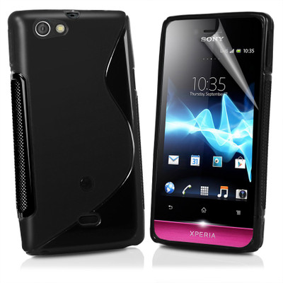 S Case Back Cover for Sony Xperia miro ST23i(Black, Grip Case)