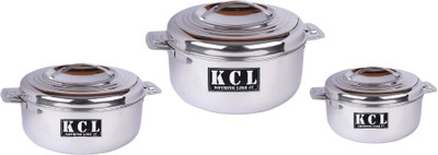KCL Junior Stainless Steel 500ml 1500ml 2000ml Set Pack of 3 Serve Casserole Set(500 ml, 1500 ml, 2000 ml)