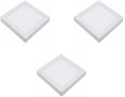 

Glazo 18 watt Led Surface light Square white pack of 3 Flush Mount Ceiling Lamp