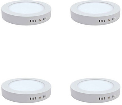 

Glazo 12 watt Led Surface light round white pack of 4 Flush Mount Ceiling Lamp