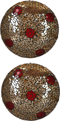Somil New Design Glass Round Ceiling Lamp Hand Decorative with Coorful Chips & Beads (Set Of Two) Ceiling Light Ceiling Lamp(Multicolor)