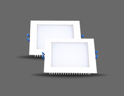 NOBLE 12 Watt Ultra Slim White Led Super Bright Panel Light Square Shape Conceal POP Light (Pack of 02) Recessed Ceiling Lamp(White)