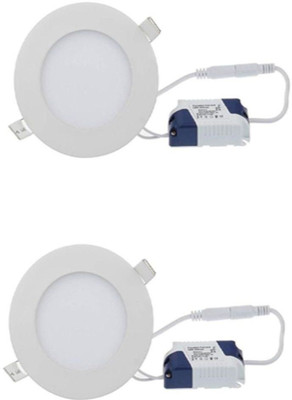 

Glamox 6 watt Slim panel light round white pack of 2 Recessed Ceiling Lamp