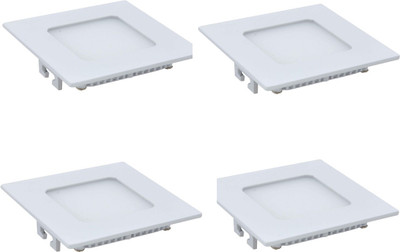 

Ecolite 3W Square White LED panel light Pack of 4pc Recessed Ceiling Lamp