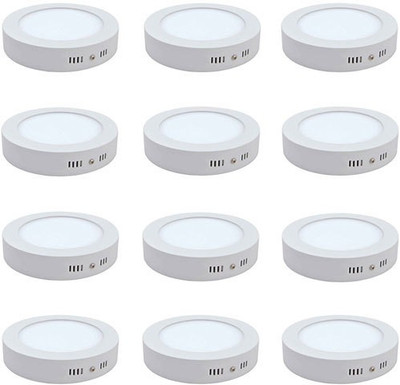 

Glazo 12 watt Led Surface light round cool white pack of 12 Flush Mount Ceiling Lamp