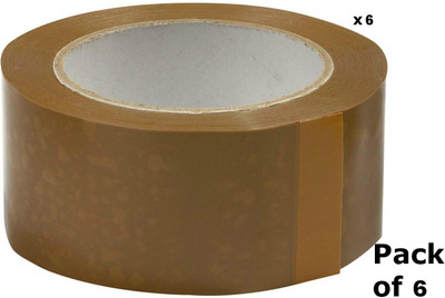 

EZPACK Single Sided Packing Tape Packing Tape, Ecommerce Sellers, Brown Tape (NA)(Set of 6, Brown)