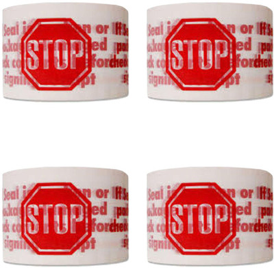 

Vima Single sided Handheld Stop Printed Gum Tape (Manual)(Set of 4, Transparent)