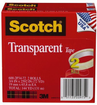 

3M Office Products Self-adhesive Handheld Transparent Tape (Manual)(Set of 2, Transparent)