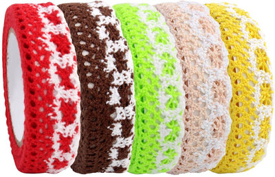 

Pigloo Single Sided Handheld Self Adhesive Cloth Lace Tape Rolls (Manual)(Set of 5, Multicolor)