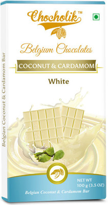 

Chocholik White Coconut And Cardamom Bar - Luxury Belgium Chocolate Bars(100 g)