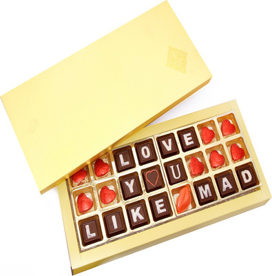 

Ghasitaram Gifts Valentine Theme-Love You Like Mad Chocolate Bars(Pack of 24, 360 g)
