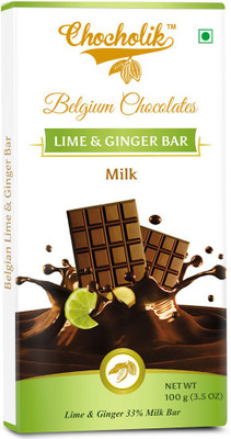 

Chocholik Milk Lime And Ginger Bar - Luxury Belgium Chocolate Bars(100 g)