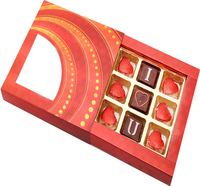 

Ghasitaram Gifts Red Prism I Love You Chocolate Bars(Pack of 9, 115 g)