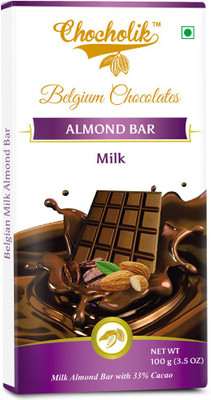 

Chocholik Milk Almond Bar - Luxury Belgium Chocolate Bars(100 g)