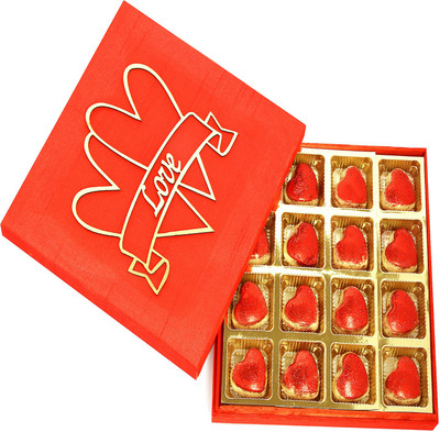 

Ghasitaram Gifts Red Valentines Box with Glitter Heart Chocolate Bars(Pack of 16, 160 g)