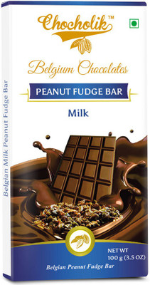Chocholik Milk Peanut Fudge Bar - Luxury Belgium Chocolate Bars(100 g)