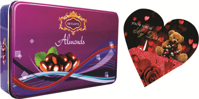 

Skylofts Coated Almonds Tin Box with love heart combo Chocolate Bars(Pack of 2, 225 g)