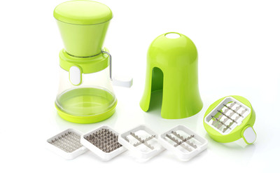 

Rudraksh Appliances Fasten Chopper(1 Chipser unit, 1 Chilly & Dryfruit cutter Unit, 1 Base Container, 5 Blades,), Multicolor