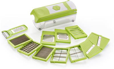 

Aatish Chopper(1 Container, 10 Different Cutting & Peeling Blades, 1 2 in 1 Peeler), Green